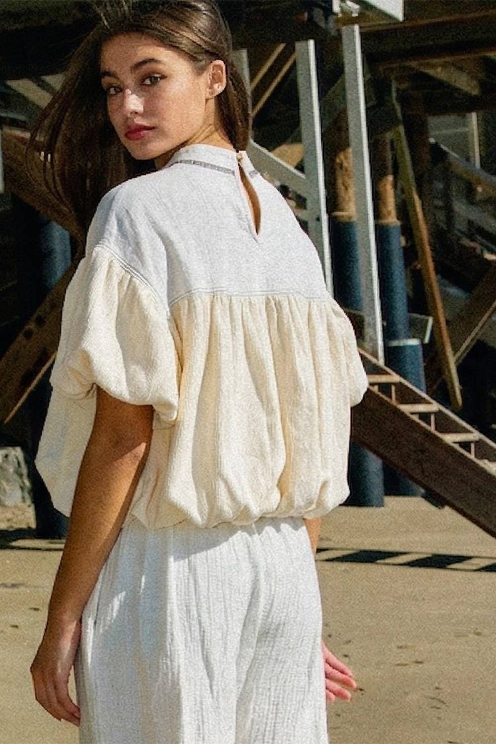 Coastal Cloud Ruffle Cropped Top