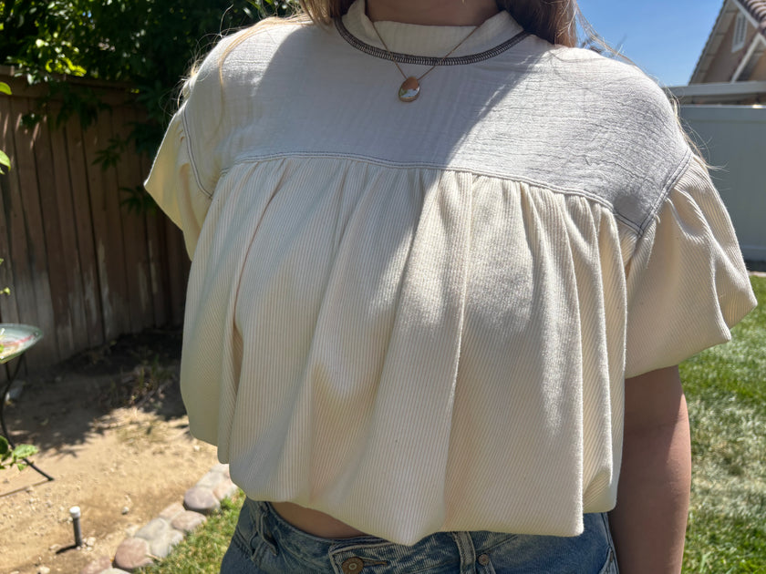 Coastal Cloud Ruffle Cropped Top